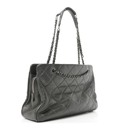 Chanel Metallic Caviar Quilted CC Timeless Soft Tote Dark Silver 3 of 11