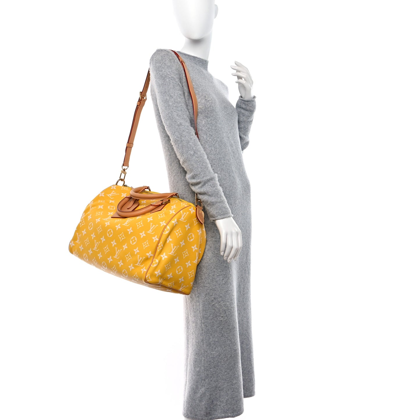 Calfskin Monogram Speedy P9 Bandouliere 40 Jaune Mat