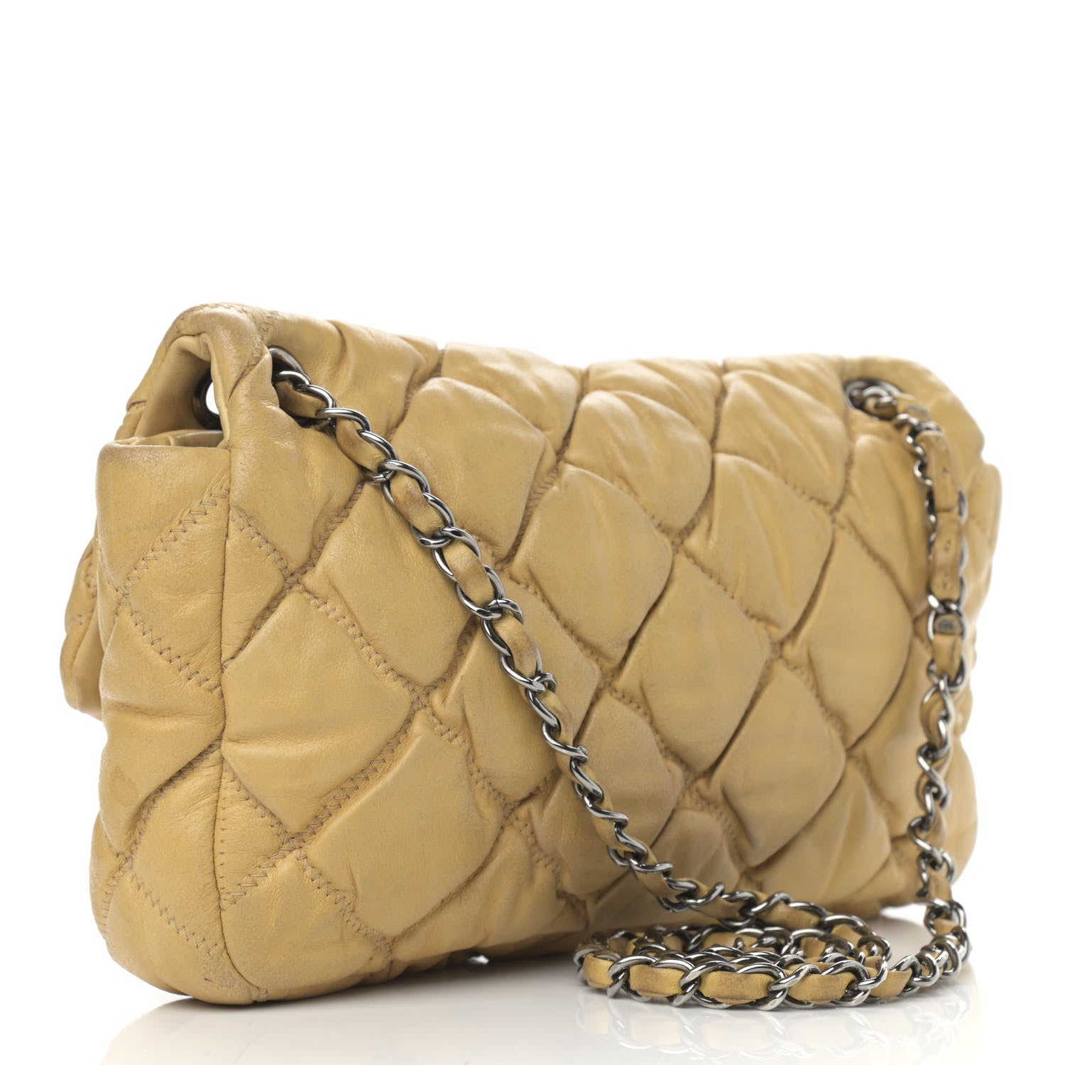 Chanel Calfskin Quilted Medium Bubble Quilt Flap Bag Beige 3 of 15