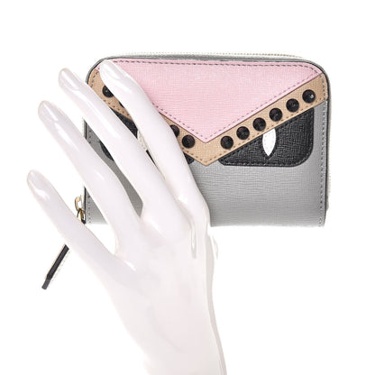 Fendi Vitello Elite Monster Eyes Studded Mini Zip Around Wallet Ghiaccio Black Multicolor 2 of 8