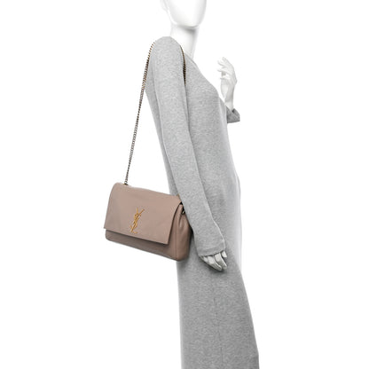 Saint Laurent Smooth Calfskin Suede Medium Reversible Monogram Kate Satchel Taupe 2 of 16