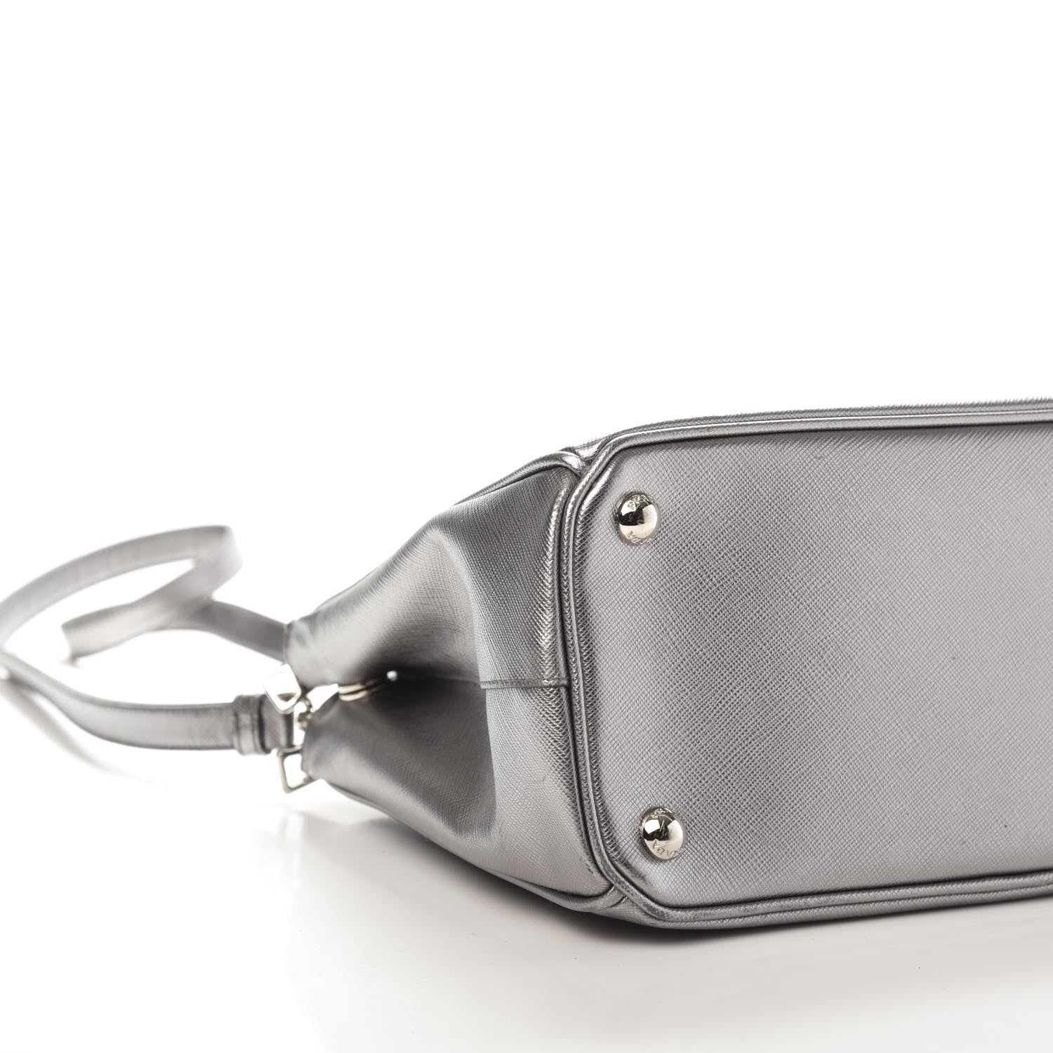 Prada Metallic Saffiano Small Galleria Double Zip Tote Cromo 6 of 14
