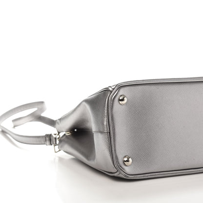 Prada Metallic Saffiano Small Galleria Double Zip Tote Cromo 6 of 14