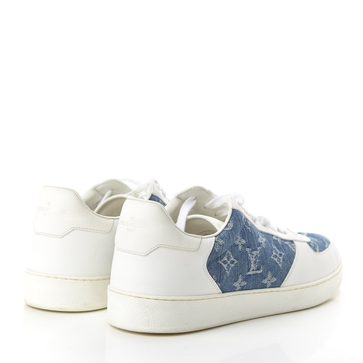 Calfskin Monogram Denim Rivoli Sneakers 11 White