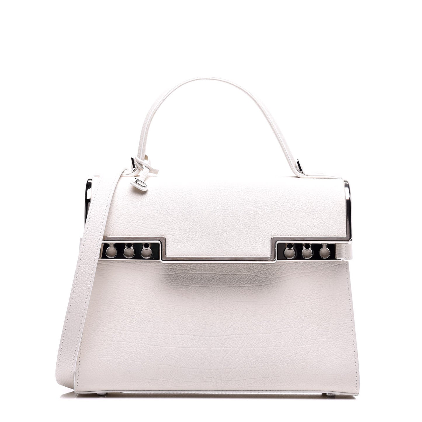 Crispy Calfskin MM Tempete Satchel White