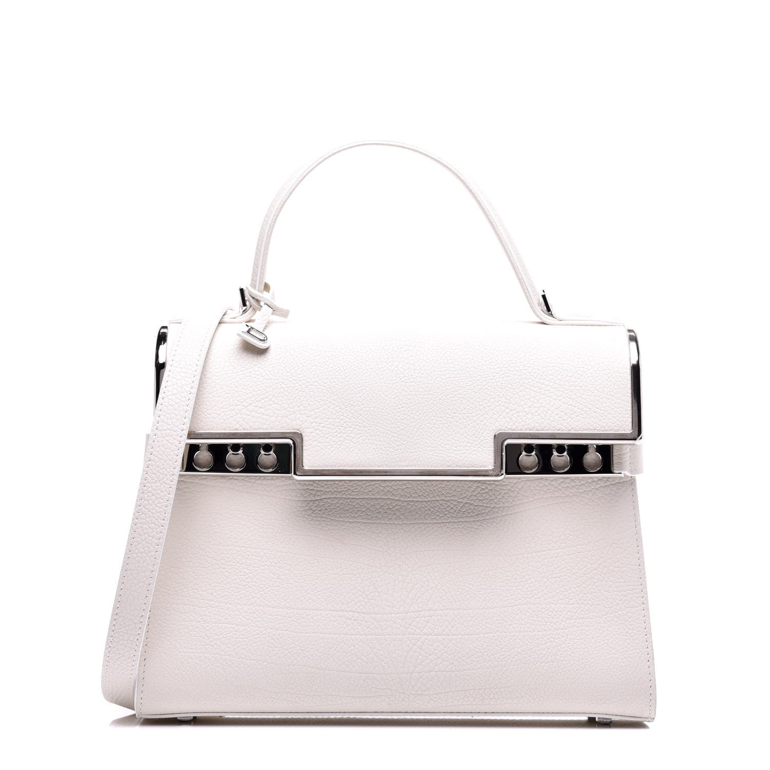 Delvaux Crispy Calfskin MM Tempete Satchel White 1 of 9
