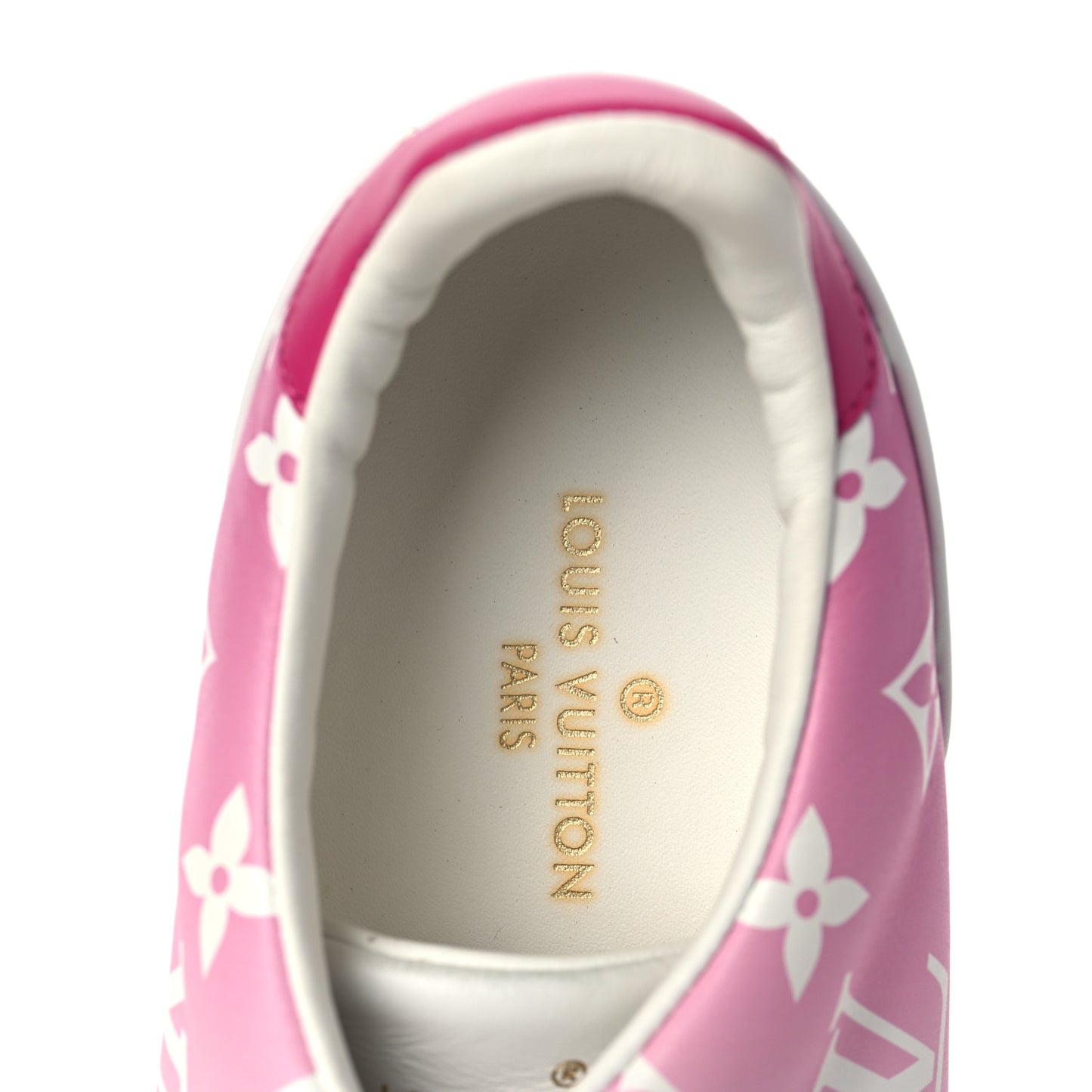 Calfskin Monogram Frontrow Sneakers 37.5 White Pink