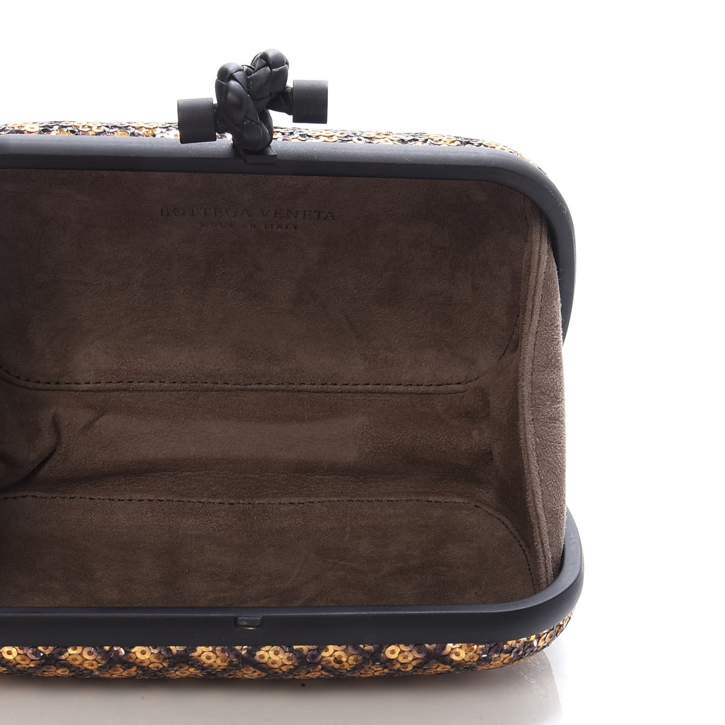 Metallic Paillettes Sequin Intrecciato Knot Clutch
