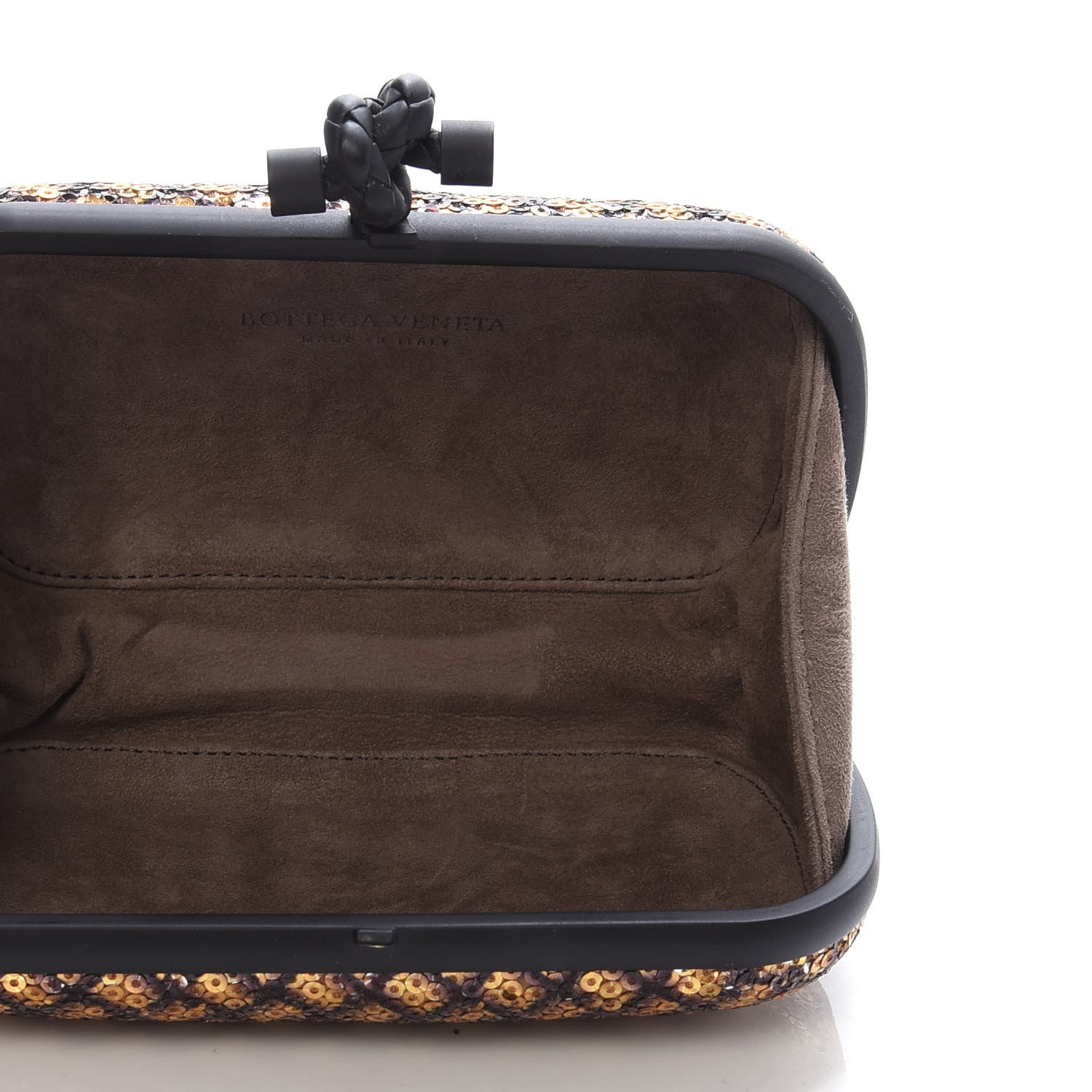 Bottega Veneta Metallic Paillettes Sequin Intrecciato Knot Clutch 5 of 6
