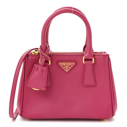 Prada Saffiano Lux Micro Galleria Double Zip Tote Fuxia 1 of 13