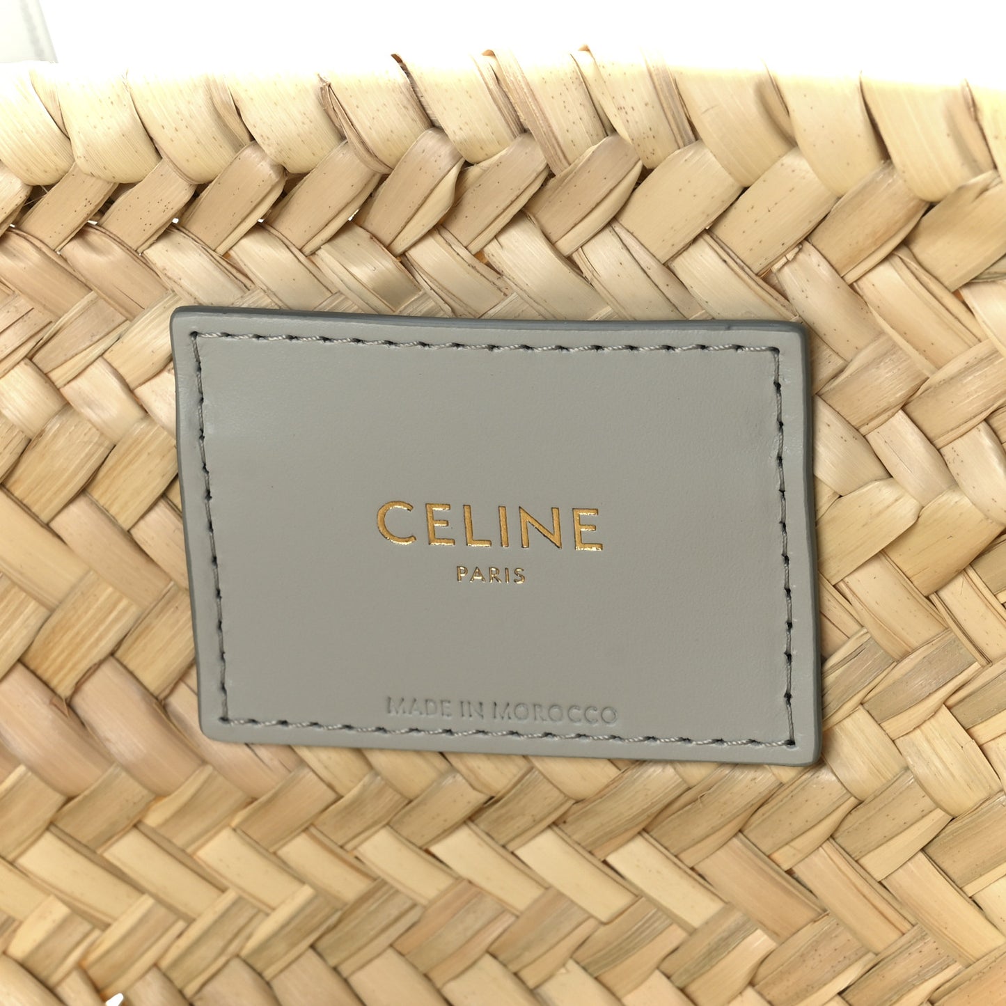 Raffia Calfskin Triomphe Medium Panier Soft Blue