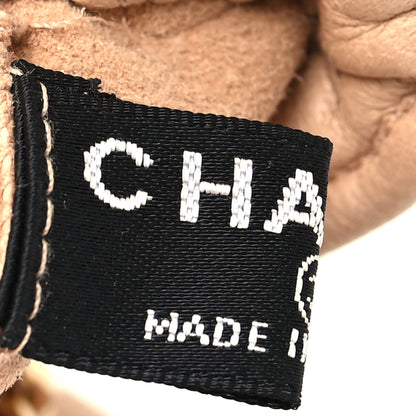 Chanel Lambskin Perforated Fingerless Chain CC Gloves 7 Beige 3 of 4