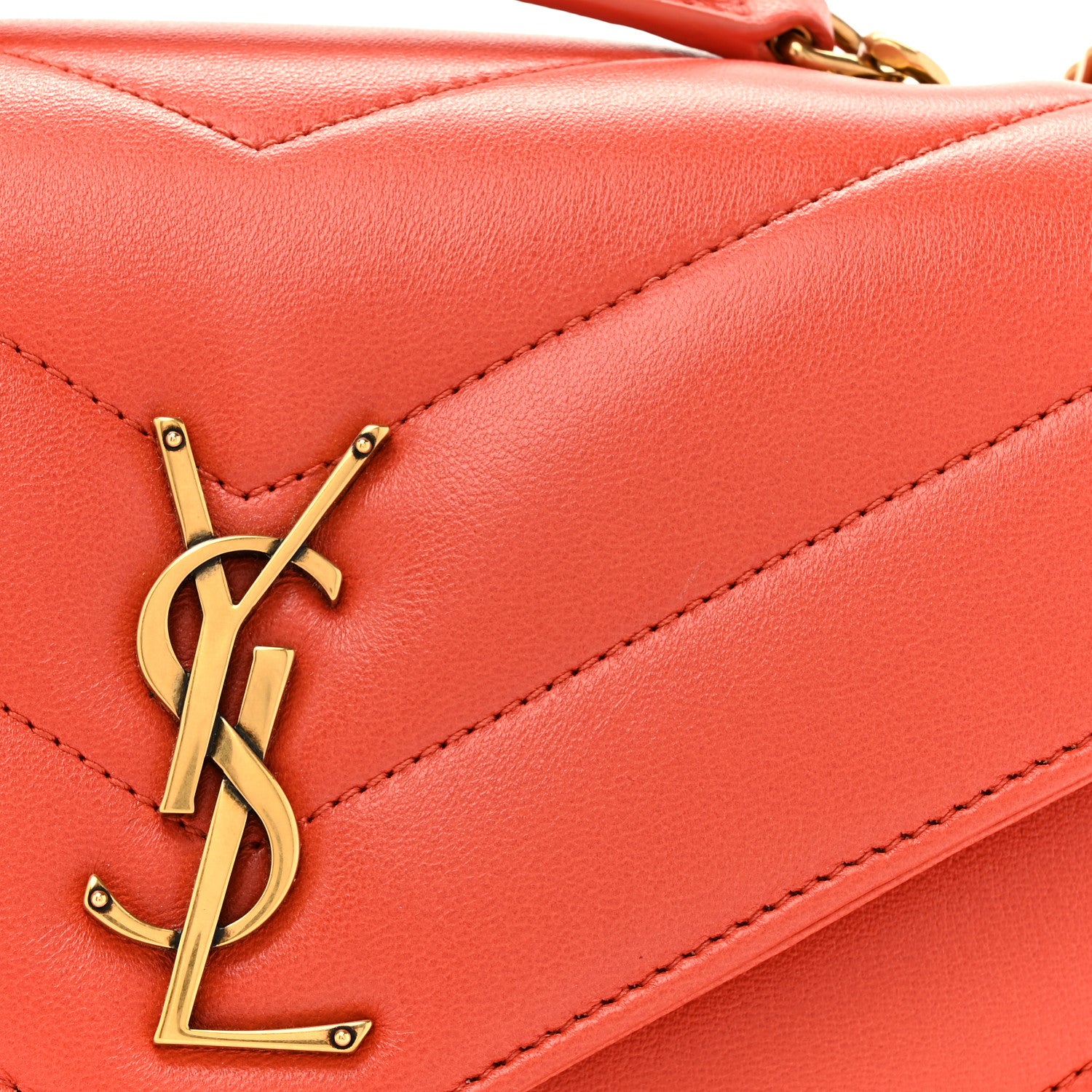 Saint Laurent Lambskin Chevron Quilted Small Loulou Bag Celosia 9 of 12