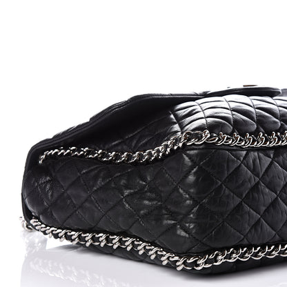 Chanel Washed Lambskin Quilted Maxi Chain Around Flap Black 7 of 9