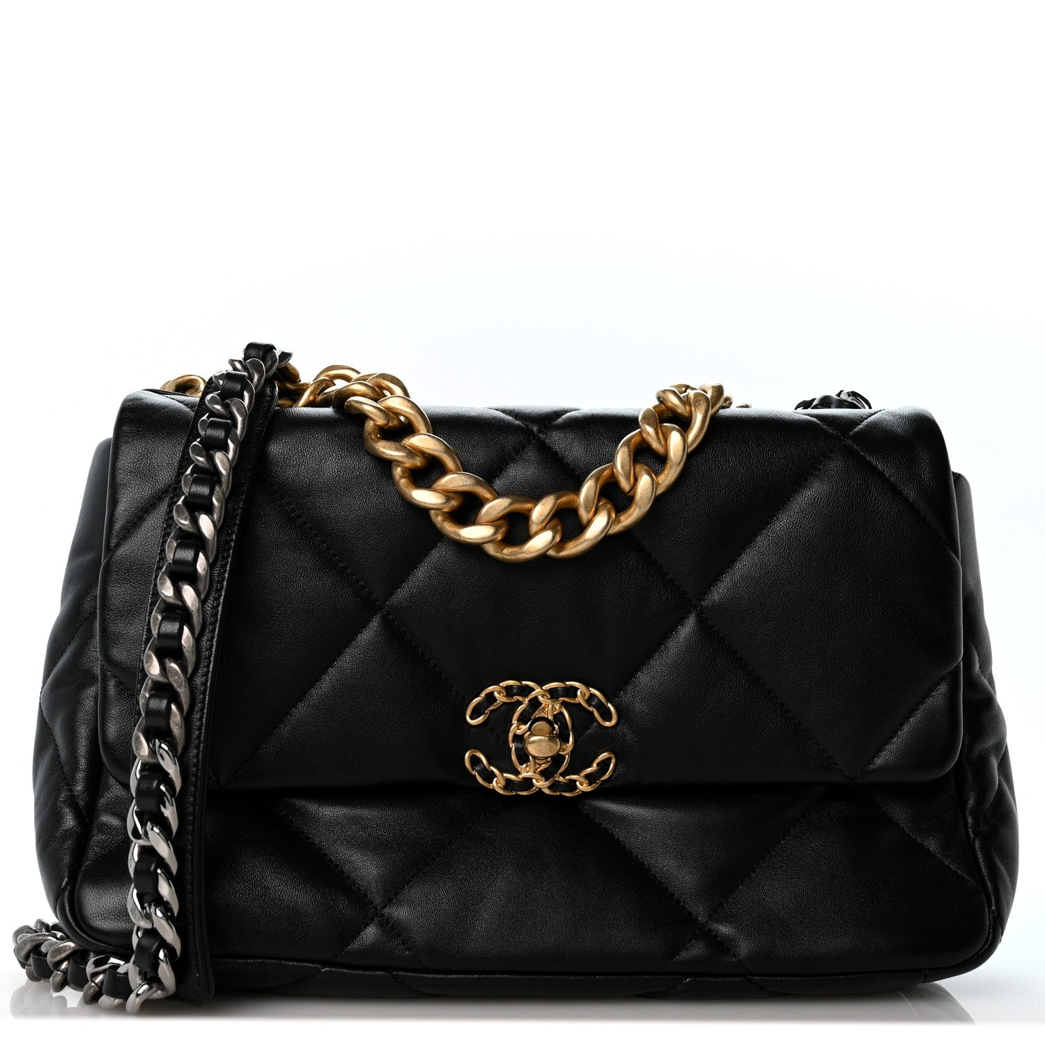 Chanel Lambskin  Quilted Large Chanel 19 Flap Black 1 of 13
