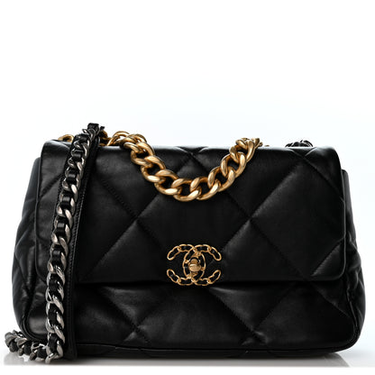 Chanel Lambskin  Quilted Large Chanel 19 Flap Black 1 of 13