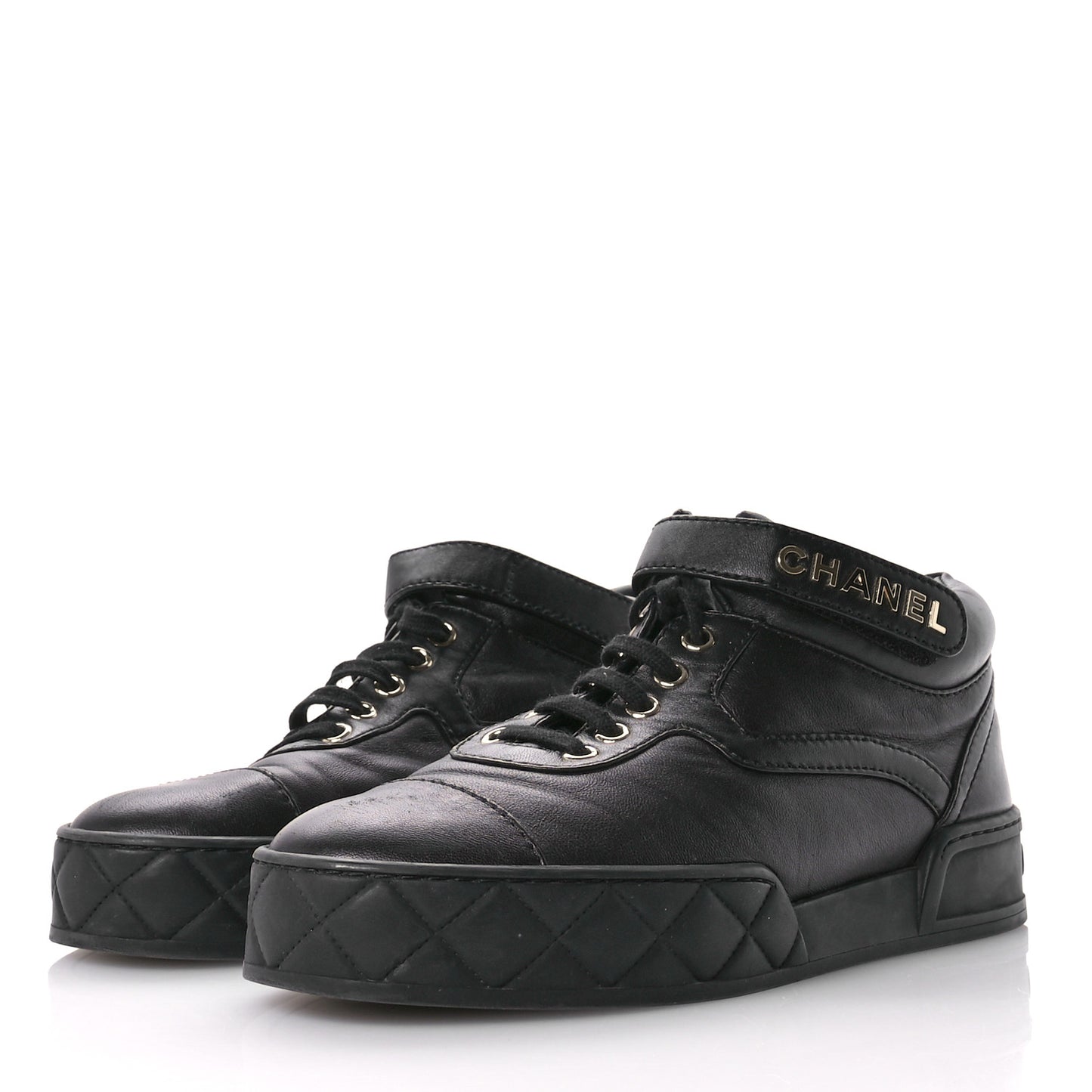 Lambskin Logo Strap Sneakers 39.5 Black