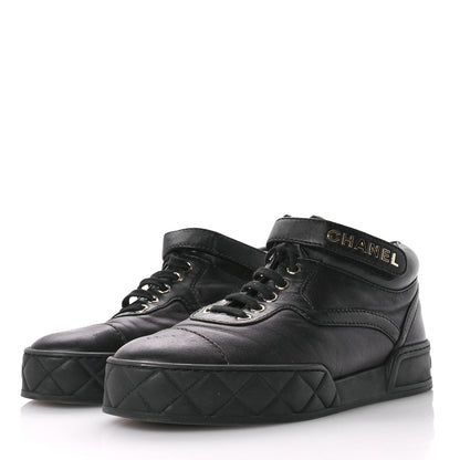 Chanel Lambskin Logo Strap Sneakers 39.5 Black 4 of 9