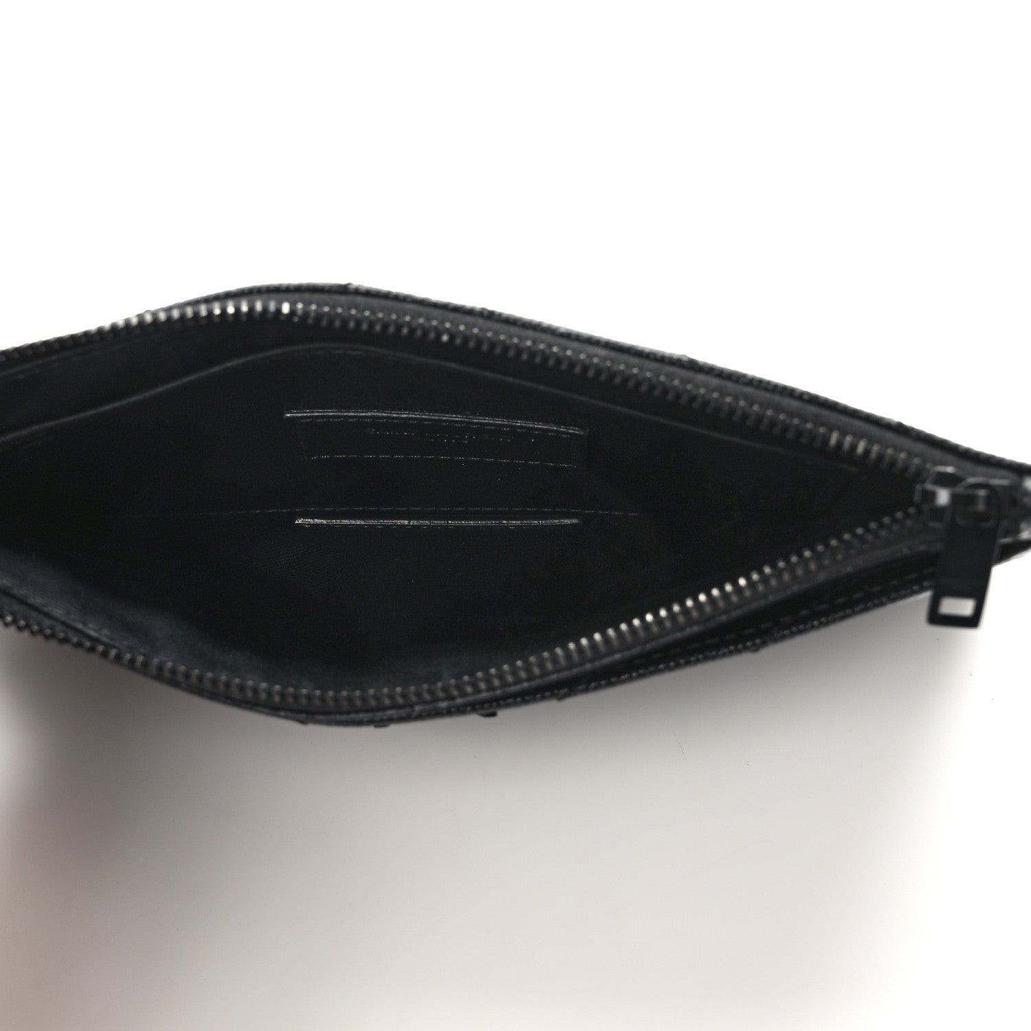 Saint Laurent Grain De Poudre Chevron Monogram Bill Pouch Black Black 5 of 9
