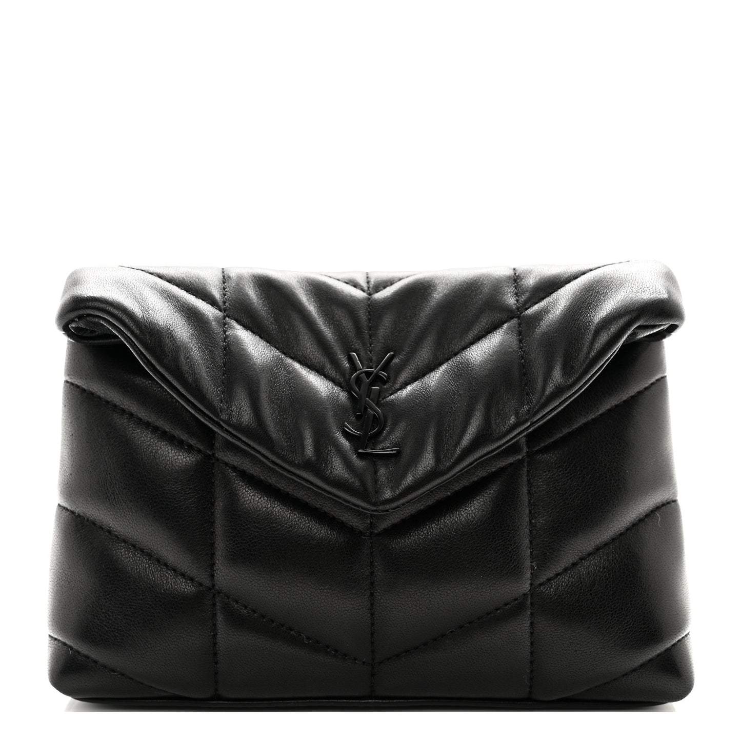 Lambskin Monogram Loulou Puffer Pouch Clutch Black