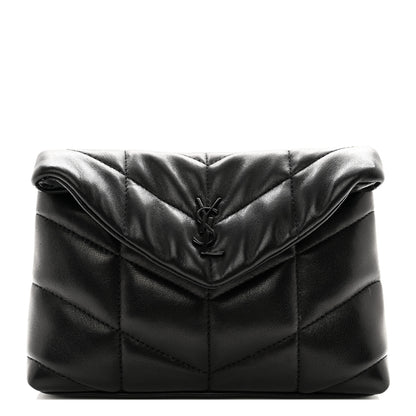 Saint Laurent Lambskin Monogram Loulou Puffer Pouch Clutch Black 1 of 8