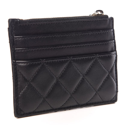 Chanel Lambskin Quilted Zip Card Holder Black 3 of 8