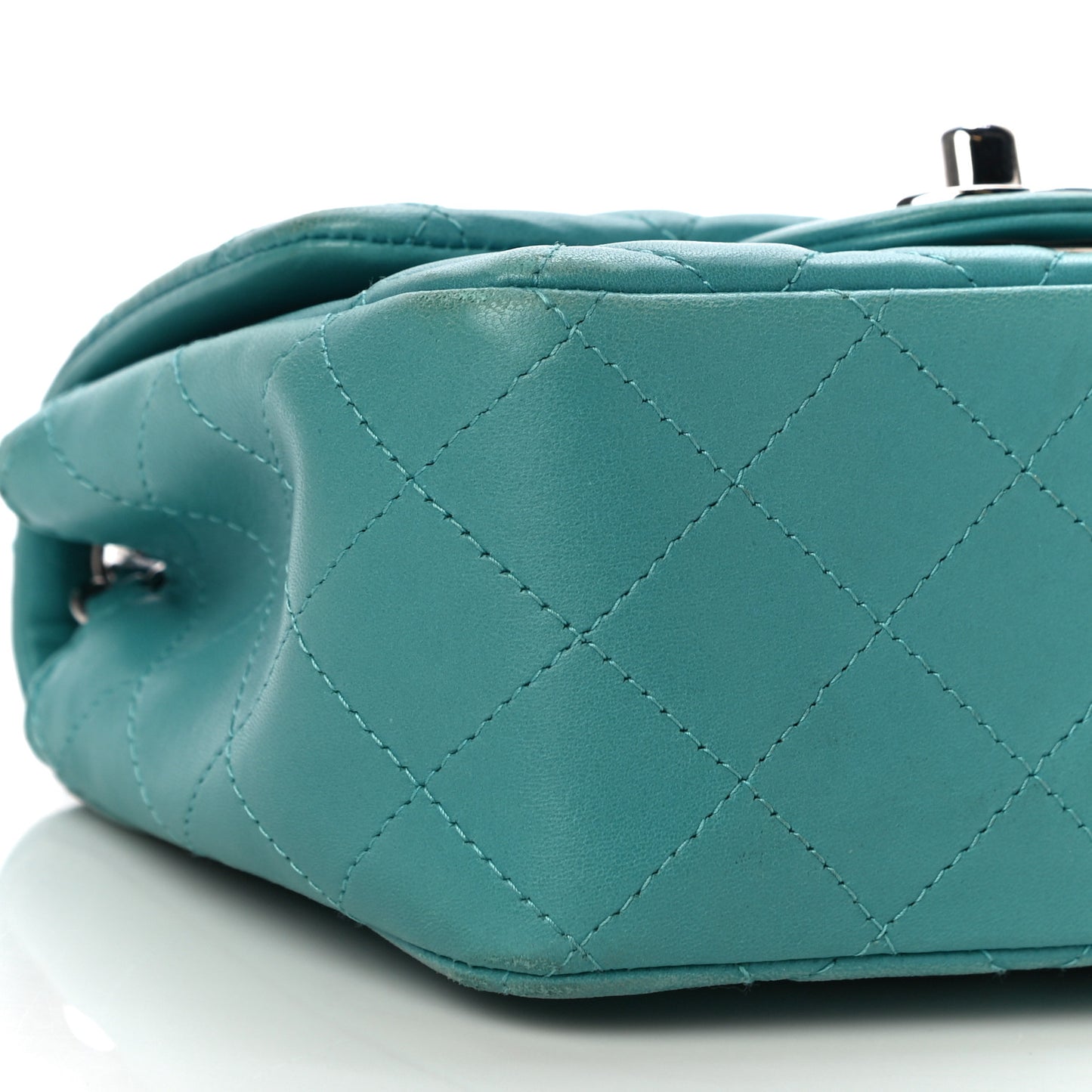 Lambskin Quilted Mini Square Flap Turquoise