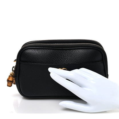 Gucci Pebbled Calfskin Super Mini GG Marmont Chain Shoulder Bag Black 2 of 9