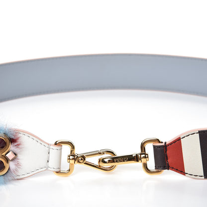 Fendi Calfskin Mink Fur Striped Hypnoteyes Strap You White Bloody Mary Multicolor 5 of 5