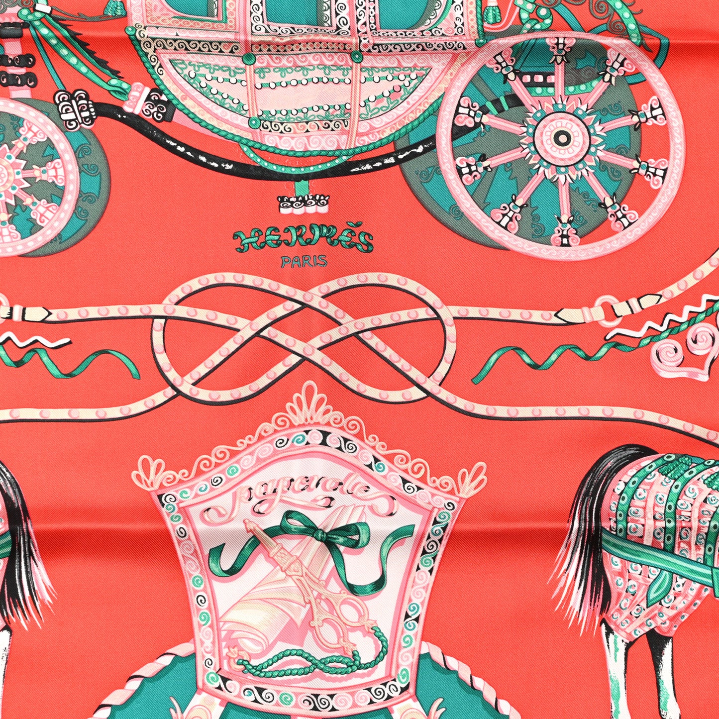 Silk Paperoles Scarf 90 Corail Fuchsia Vert