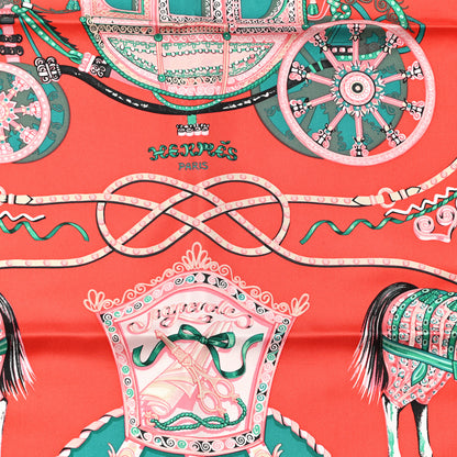 Hermes Silk Paperoles Scarf 90 Corail Fuchsia Vert 2 of 5