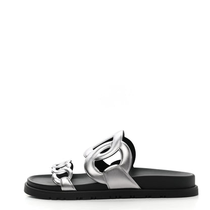 Hermes Nappa Extra Sandals 38 Gris Argent 1 of 9
