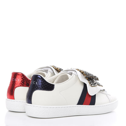 Gucci Calfskin Ayers Web Womens Ace Bow Lace Sneakers 34.5 White 4 of 12