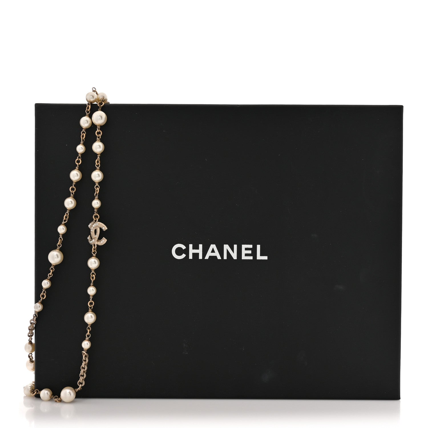 Chanel Pearl Crystal CC Long Necklace Gold 5 of 5