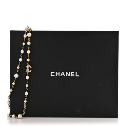 Chanel Pearl Crystal CC Long Necklace Gold 5 of 5