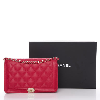 Chanel Caviar Quilted Boy Wallet On Chain WOC Fuchsia 9 of 9