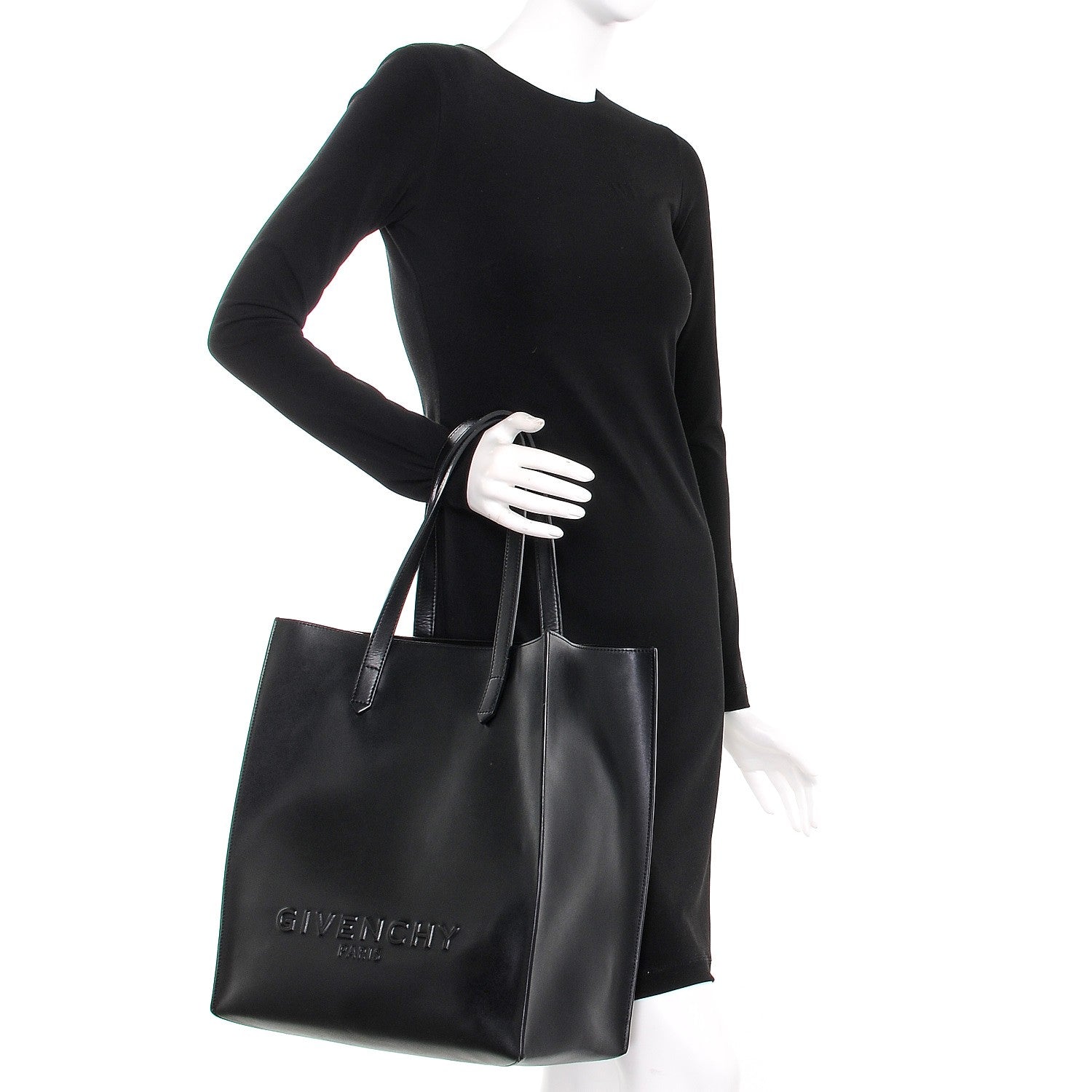 Givenchy Calfskin Logo Debossed Medium Shopper Tote Black 2 of 13