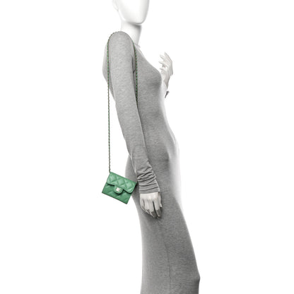 Chanel Caviar Quilted Flap Card Holder On Chain Light Green 2 of 11
