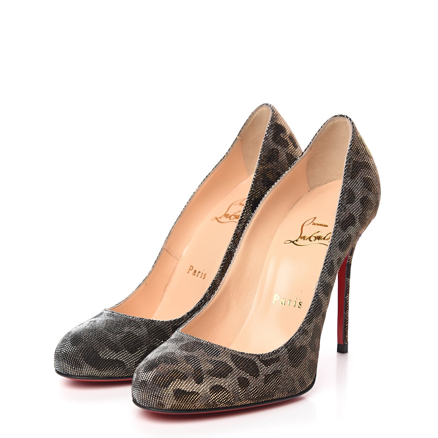 Leopard Lame Fifi 100 Pumps 36.5 Gold Silver