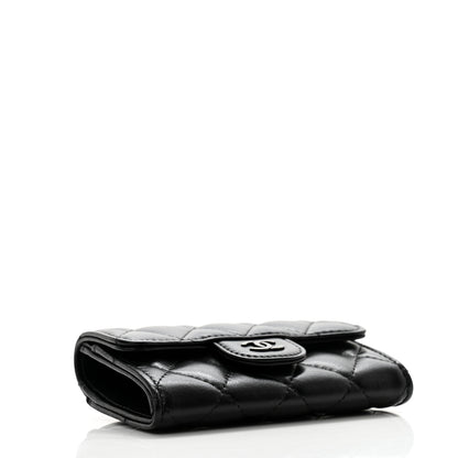 Chanel Lambskin Quilted Flap Card Holder Wallet So Black 4 of 10