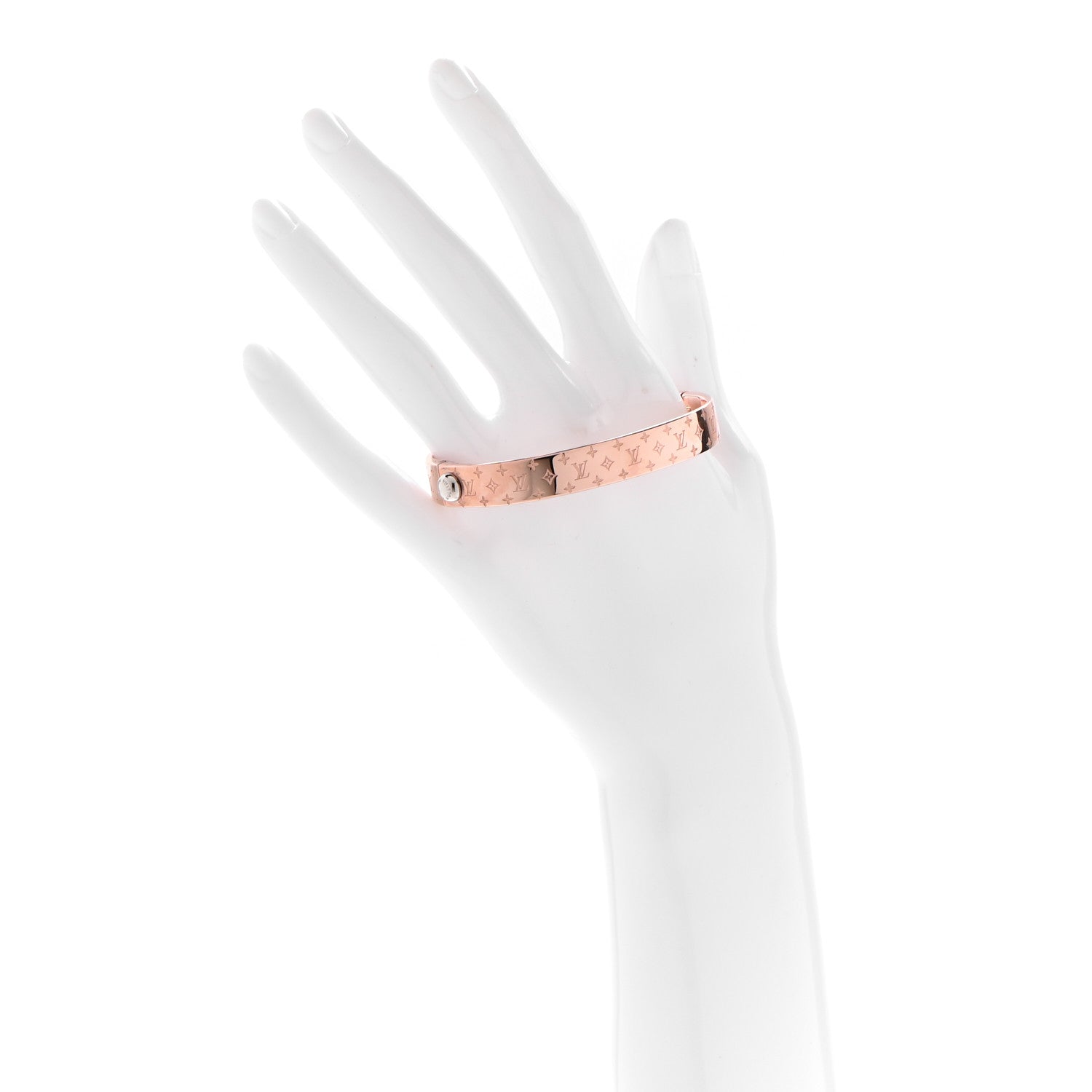 Louis Vuitton Brass Monogram Nanogram Cuff M Pink Gold 2 of 6