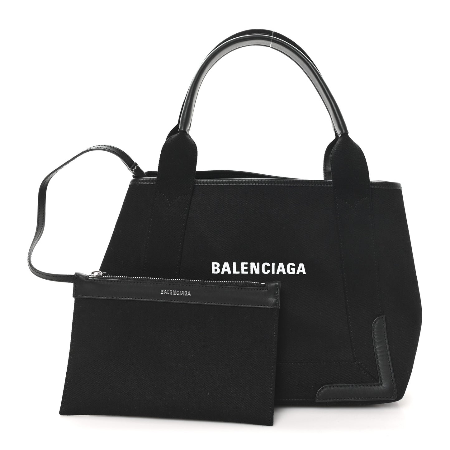 Cotton Canvas Calfskin S Navy Cabas Black
