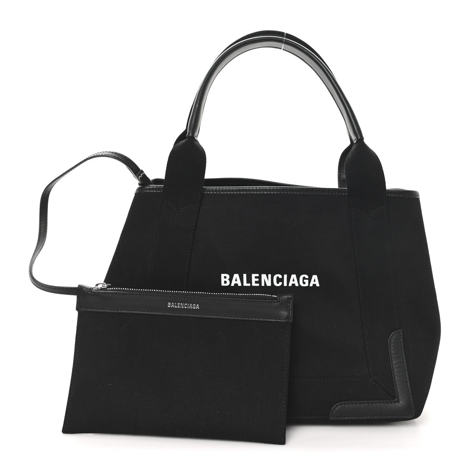 Balenciaga Cotton Canvas Calfskin S Navy Cabas Black 3 of 10