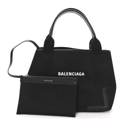 Balenciaga Cotton Canvas Calfskin S Navy Cabas Black 3 of 10