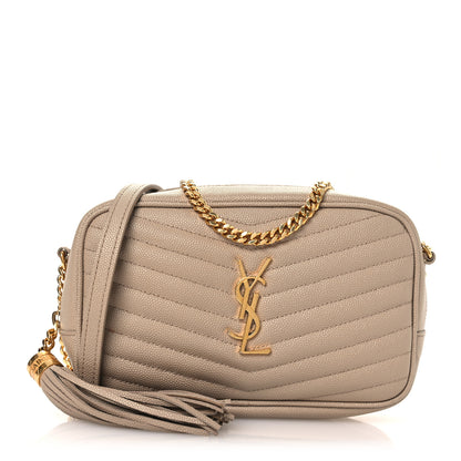 Saint Laurent Grain De Poudre Matelasse Monogram Mini Lou Camera Bag Dark Beige 1 of 13
