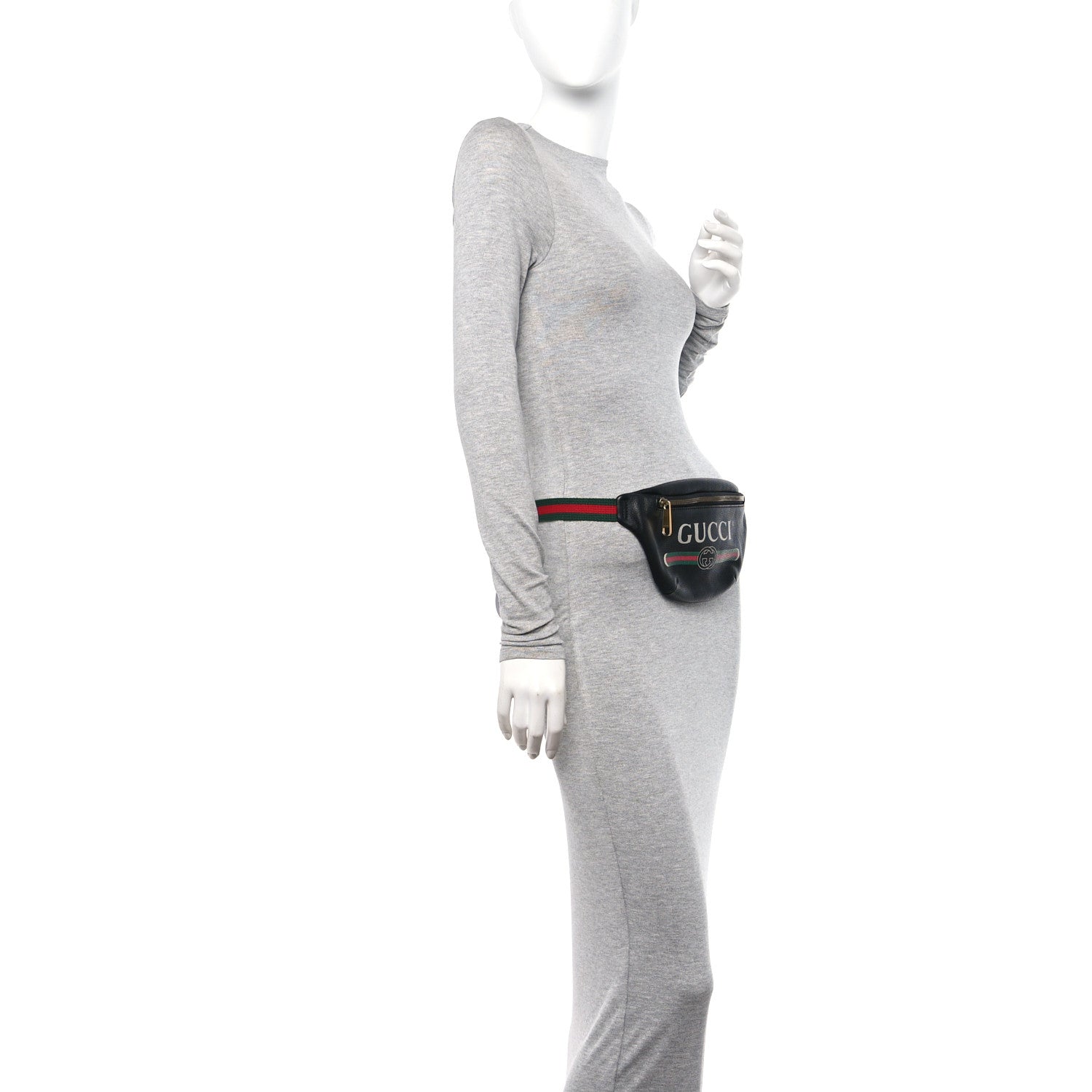 Gucci Grained Calfskin Logo Belt Bag Black 2 of 12