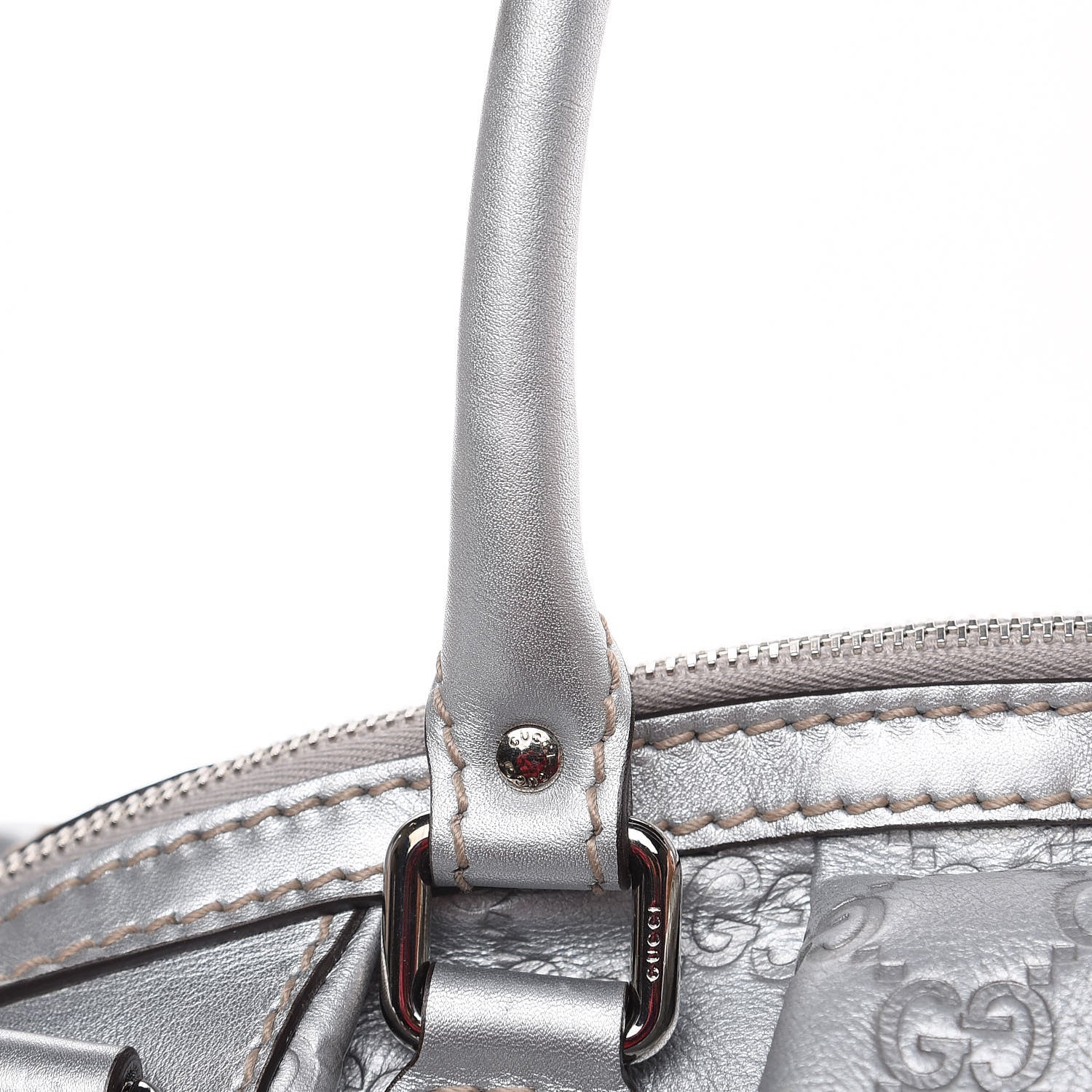 Gucci Metallic Guccissima Medium Sukey Boston Silver 11 of 11