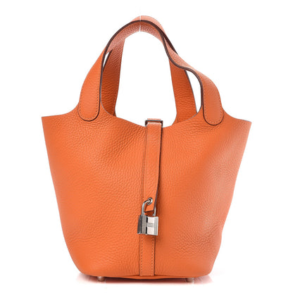 Hermes Taurillon Clemence Picotin Lock 18 PM Orange 1 of 8