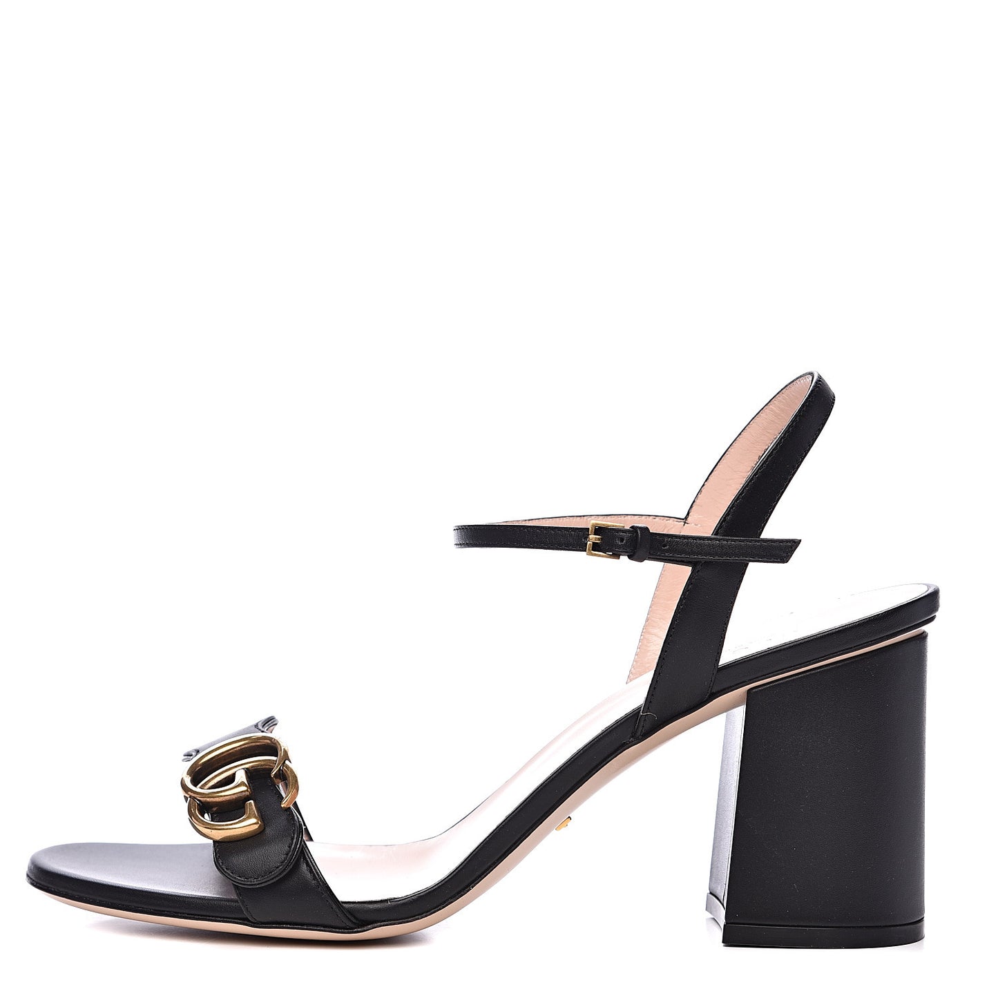 Lifford Calfskin GG Marmont Ankle Wrap 75mm Sandals 41 Black