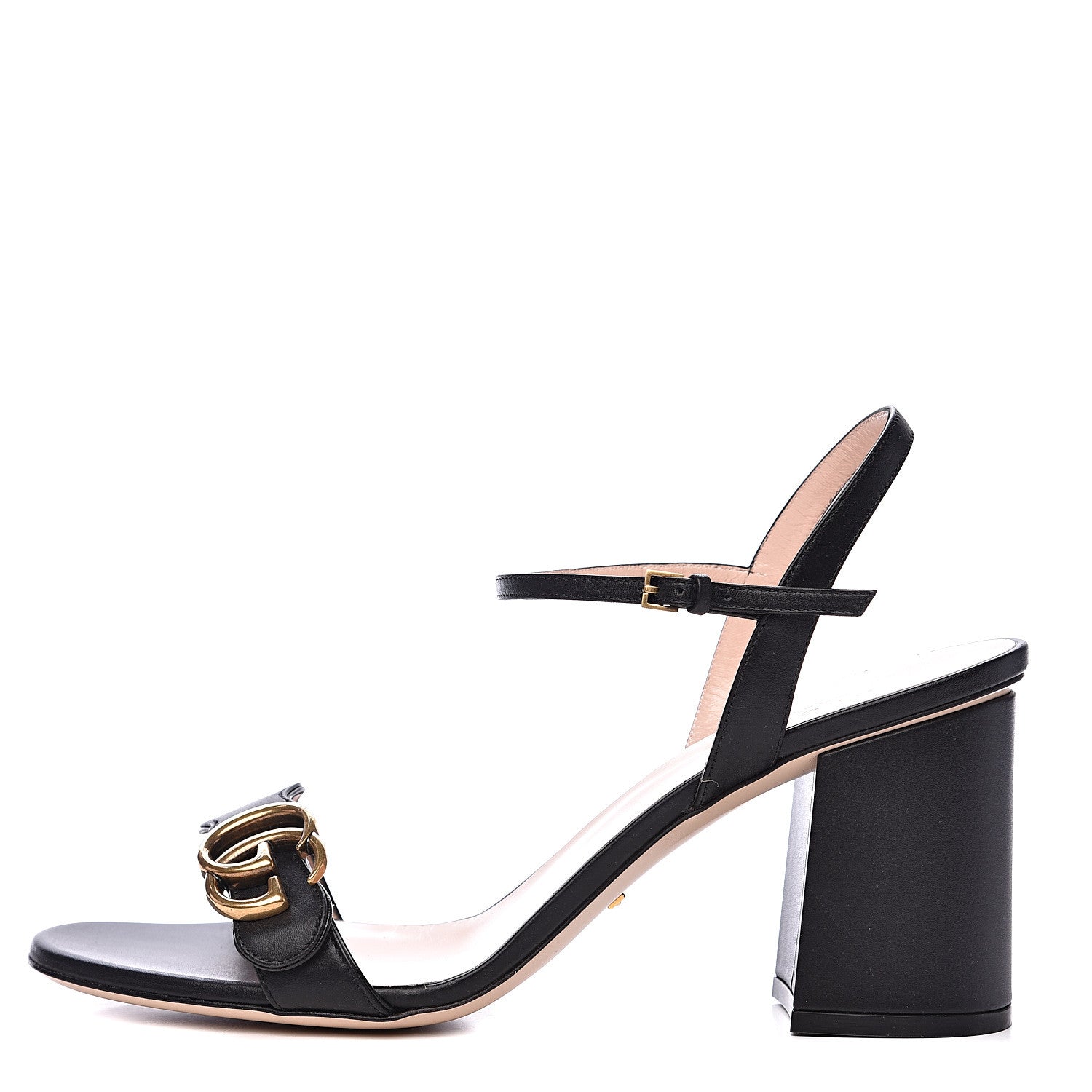 Gucci Lifford Calfskin GG Marmont Ankle Wrap 75mm Sandals 41 Black 1 of 8
